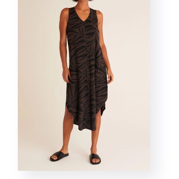 Z Supply Dresses & Skirts - Z Supply Black Gray Camo Print Racerback Maxi Dress with Low Front/High Side Hem